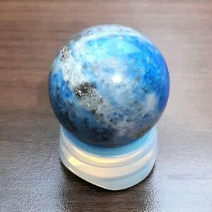 Curated Pair Meditation & Energy Crystals, Lapis Sphere With Opalite Stand